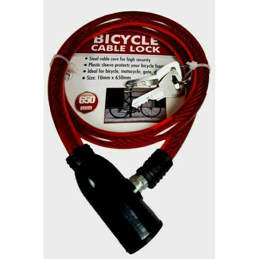 Bicycle Lock Heavy Duty Wire 10mm x 650mm. by My Store