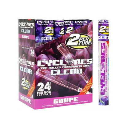Cyclones Blunts Clear pack of 24 wraps in purple packaging by Cyclones