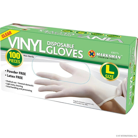 100 Pieces Vinyl Large Powder/Latex Free Clear Disposable Gloves