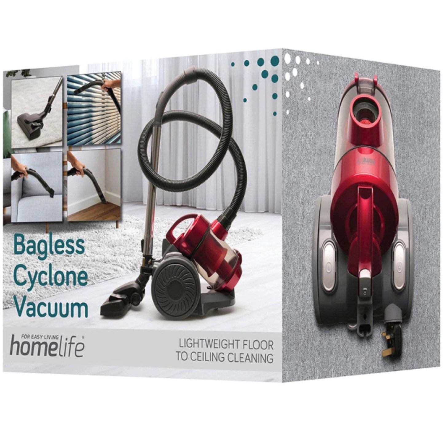 HomeLife 800w Bagless Corded Cyclone Vacuum - Red by My Store