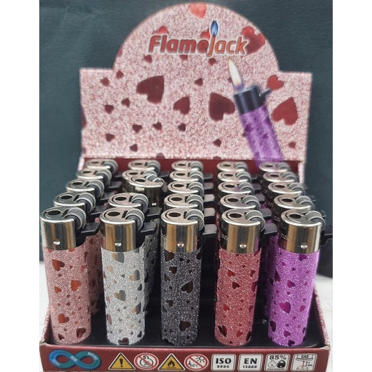 Flamejack Flint Refillable Metallic Hearts lighter Pack of 25 by Flamejack
