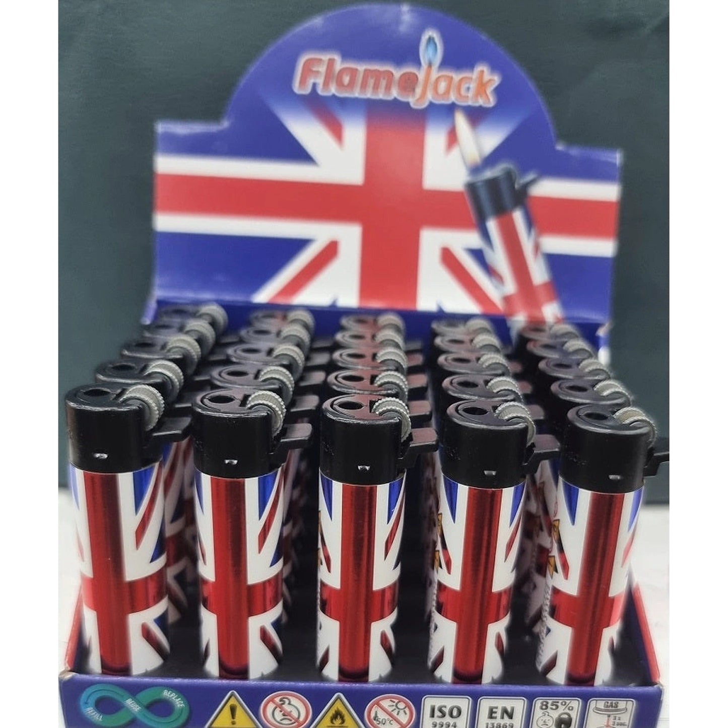 Flamejack Flint Refillable Union Jack Lighter Pack of 25 by Flamejack