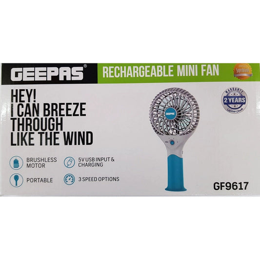 Geepas Rechargeable Mini Fan | Personal Portable Fan | by My Store