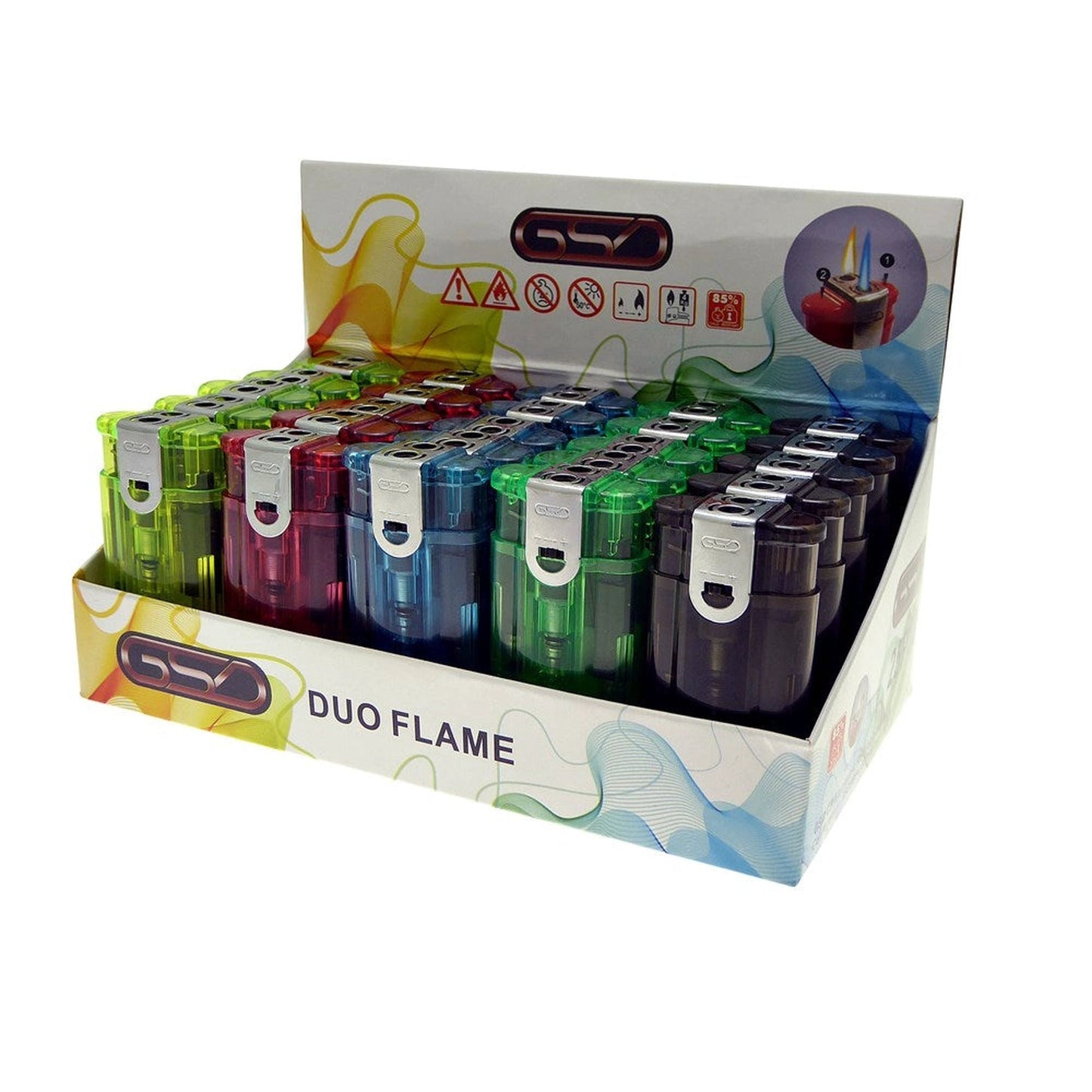 GSD DUO FLAME LIGHTER CLEAR BOX OF 25 by GSD