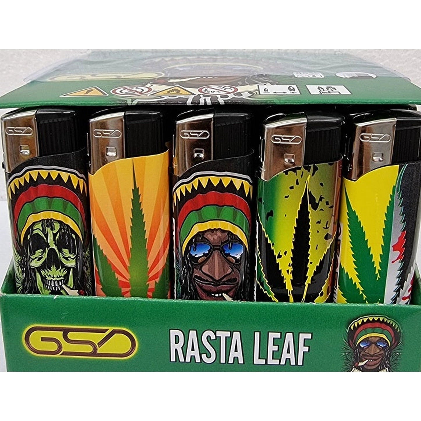 GSD Rasta Leaf Printed Electronic Refillable Lighter 50 by GSD