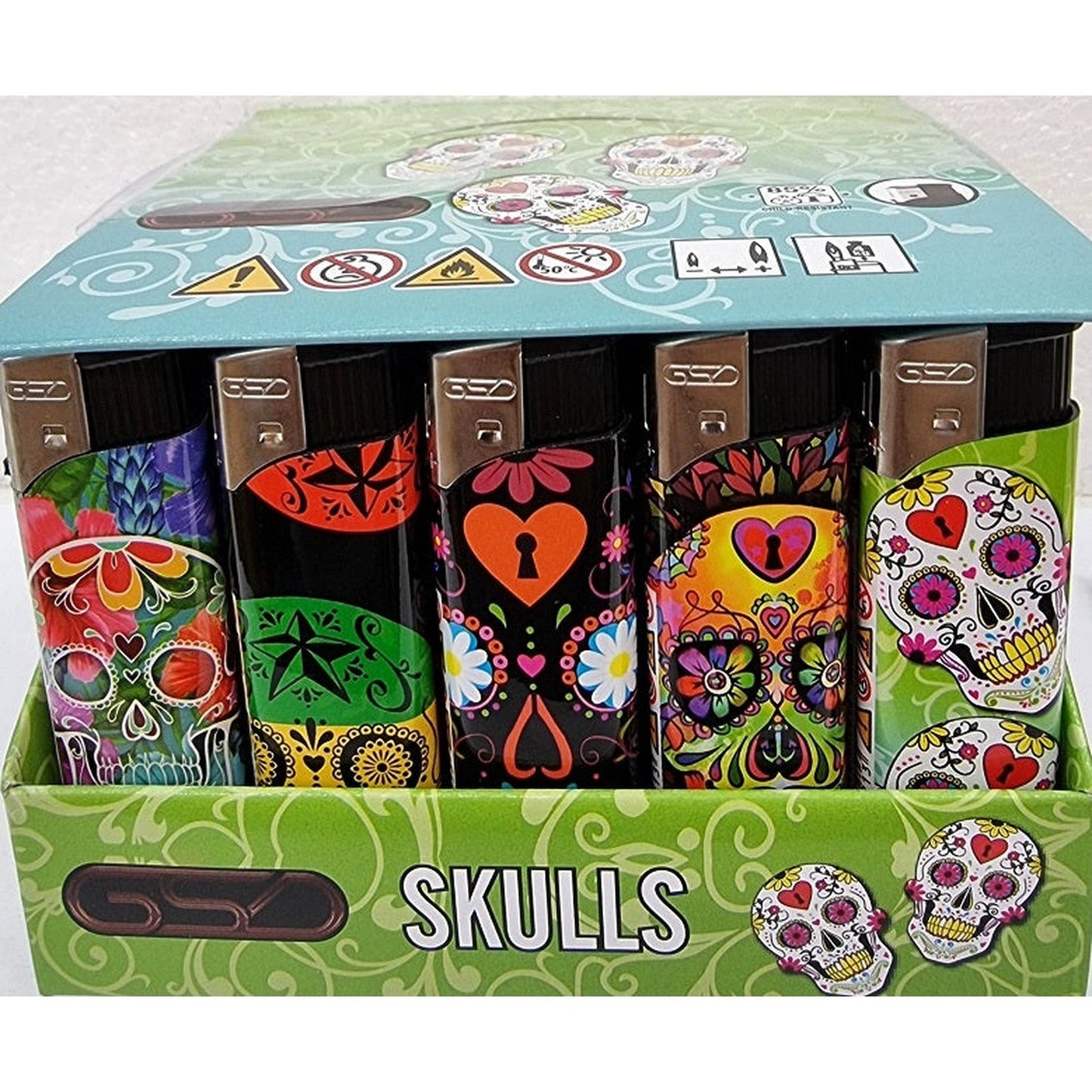 GSD Skulls Printed Electronic Refillable Lighter 50 by GSD