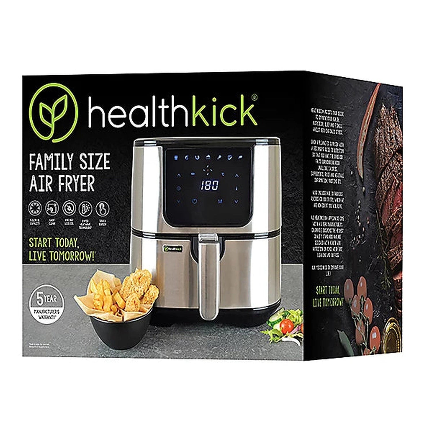 Health Kick 5.5Ltr Digi-Touch Air Fryer (Family Size) - Stainless Steel by My Store