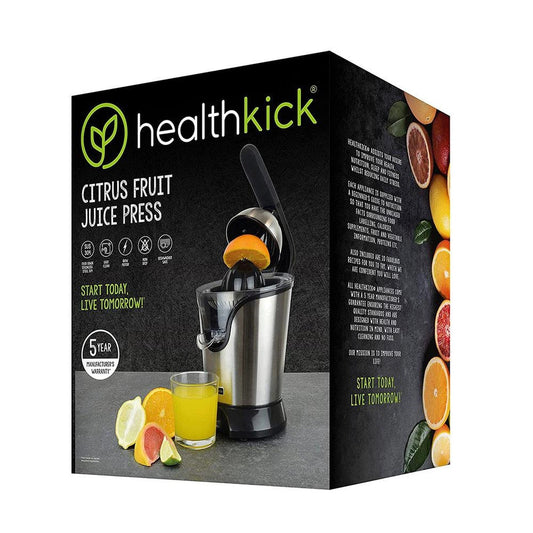 Health Kick Citrus Fruit Juice Press Stainless Steel 180 W - Black/Silver by Lloytron