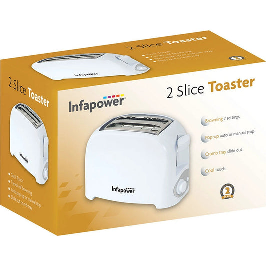 2 slice toaster white infapower