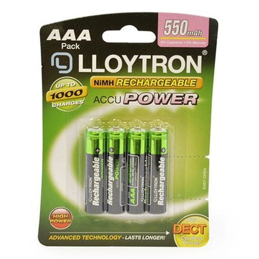 Lloytron 4pk NIMH AccuPower Battery - AAA 550mAh by Lloytron