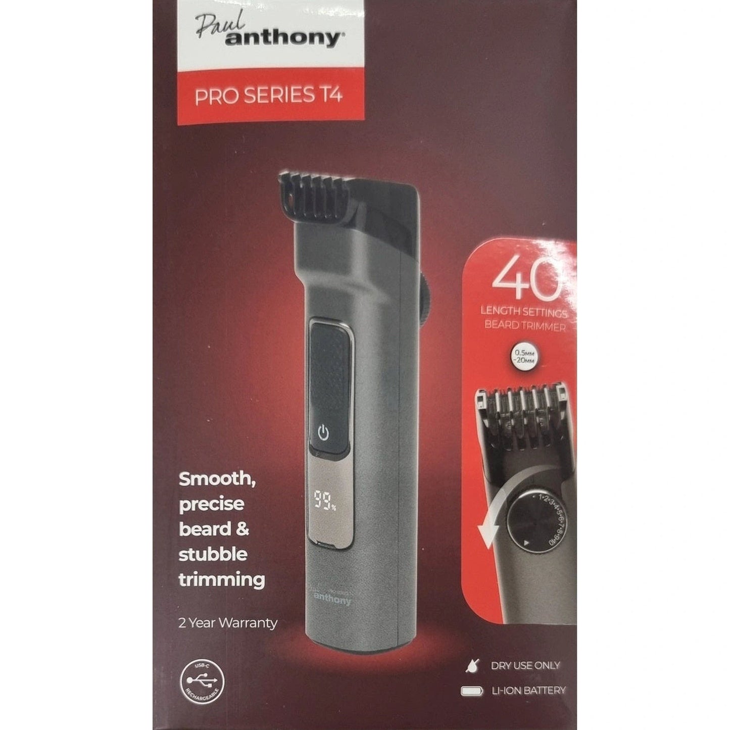 Paul Anthony 'Pro Series T4' Beard & Neckline Digital Trimmer H5135L by Lloytron