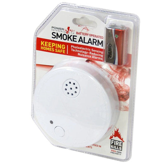 Fire Smoke Alarm Extra Loud Sound Battery Included (1) by Power Plus