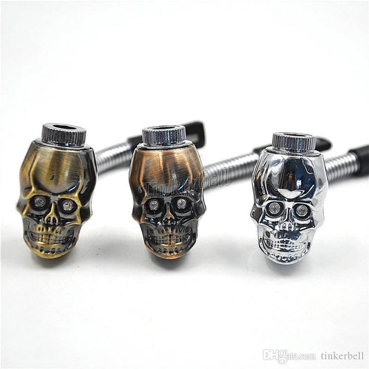 Skull shape metal smoking pipes with led lights x 1 by Skull