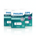 USB 3.0 Flash Drive Philips Snow; teal packaged, 3-pack with 32GB/64GB options